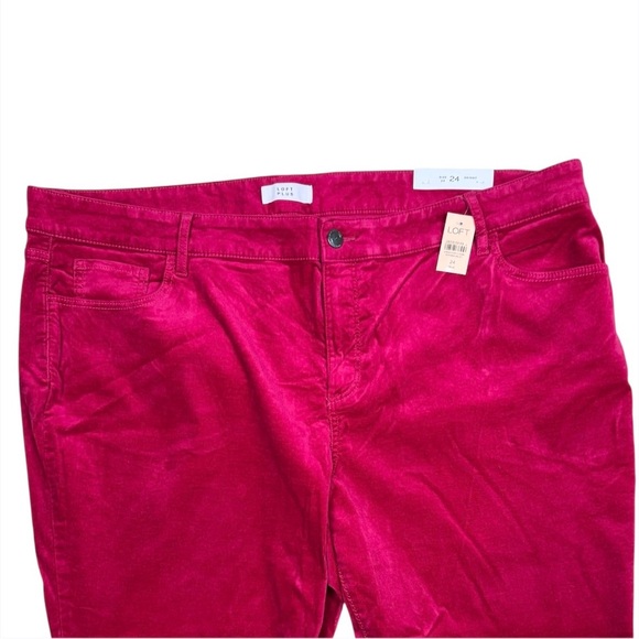 LOFT Plus Magenta Pink Midrise Velvet Skinny Pants Plus Size 24 NWT - Picture 9 of 16
